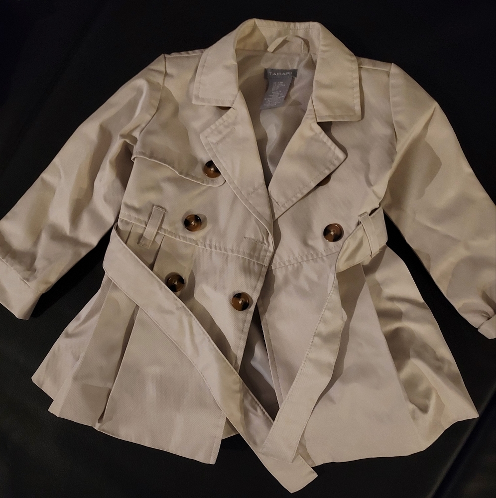 Tahari Kids Beige Double-Breasted Pea Coat